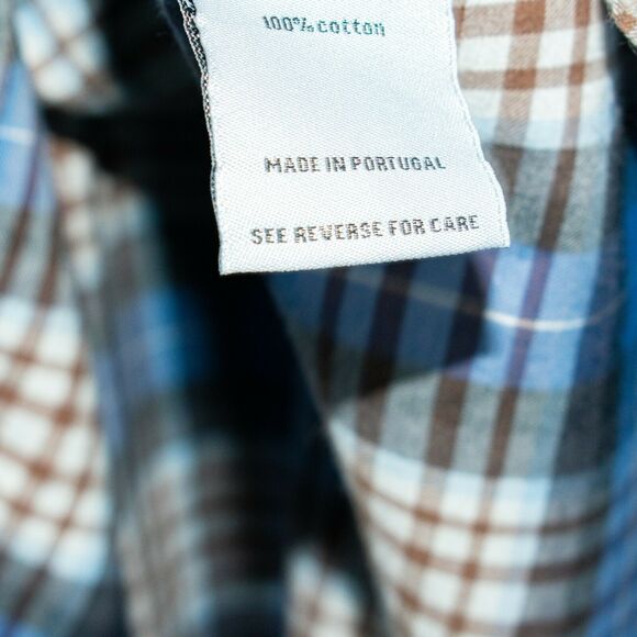 MASON'S Flannel Shirt Blue Brown Plaid Cotton Size XL - Picture 7 of 7